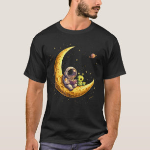 Camiseta Astronauta Lendo Livro Para Espaço Lunar Alien