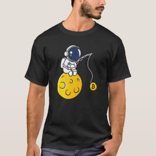 Camiseta Astronauta Lua Pesca BTC Cripto Moeda Críptica B