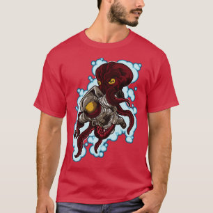 Camiseta Astronauta luta Octopus Underwater Galaxy
