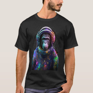 Camiseta Astronauta Macaco com Capacete Espacial e Headph