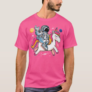 Camiseta Astronauta Montando Um Unicórnio Galáxia Mágica Fo