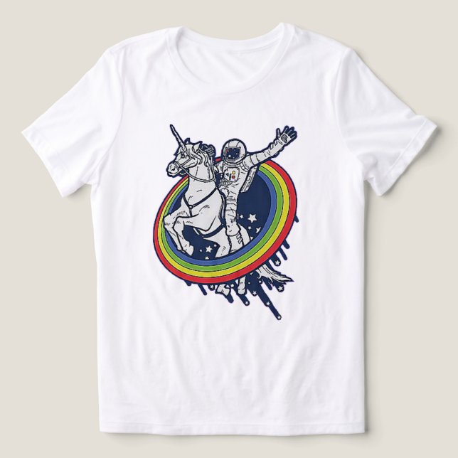 Camiseta Astronauta Montando Unicórnio  (Design frontal)