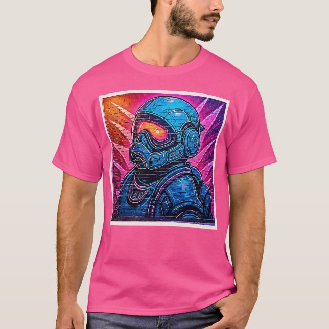 Camiseta Astronauta Neon Cyberpunk (Frente)