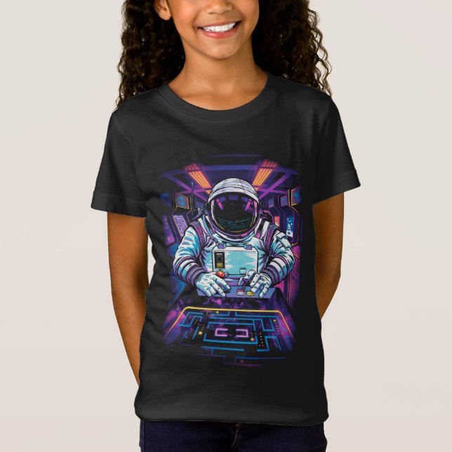 Camiseta Astronauta Neon Exploração Espacial Cósmica Gráfic (Frente)