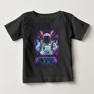 Camiseta Astronauta Neon Exploração Espacial Cósmica Gráfic