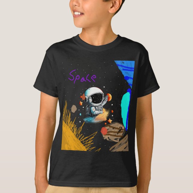 Camiseta Astronauta no Espaço para Crianças (Frente)