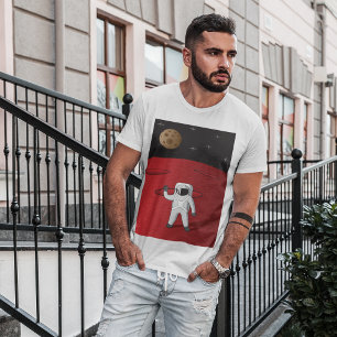 Camiseta Astronauta no Planeta Vermelho do Explorador Espac