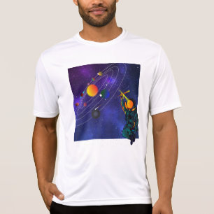 Camiseta Astronauta nos Planetas do Sistema Solar