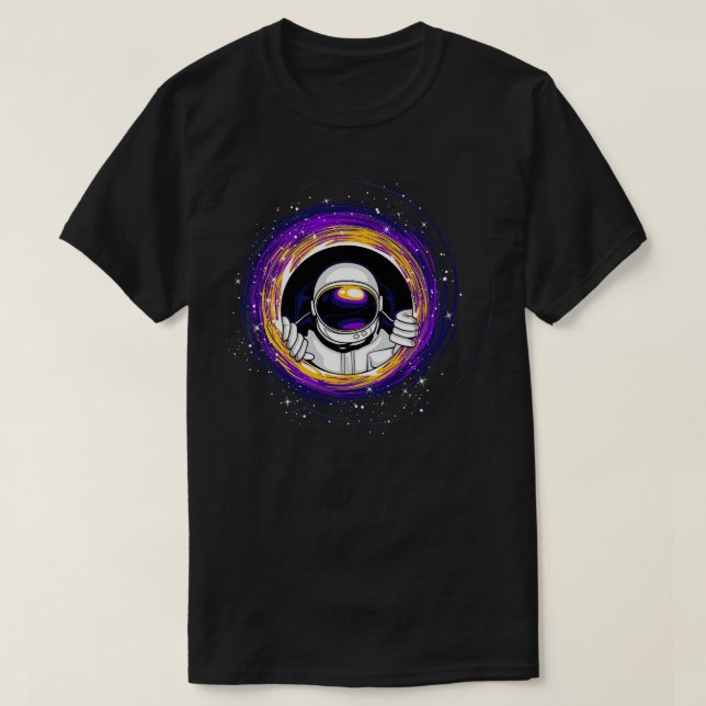 Camiseta Astronauta Olhando De Um Blackhole (Frente do Design)