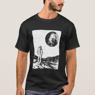 Camiseta Astronauta olhando para a Lua Espaço e Galáxia Exp