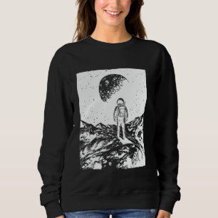 Camiseta Astronauta olhando para o Espaço da Lua e a Galáxi