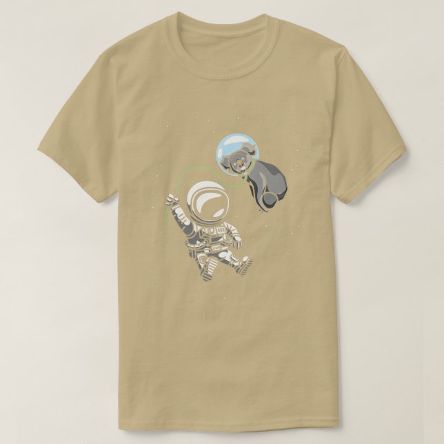 Camiseta Astronauta Outer Koala Space Viagem Cosmonaut Mars (Frente do Design)