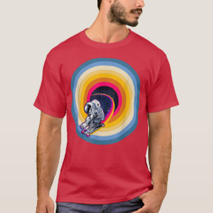 Camiseta Astronauta - Painel De Esboço No Skate Arco-Íris D
