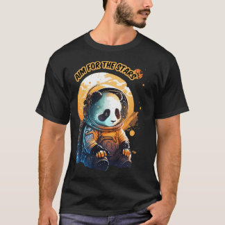 Camiseta Astronauta Panda Aponta Para As Estrelas