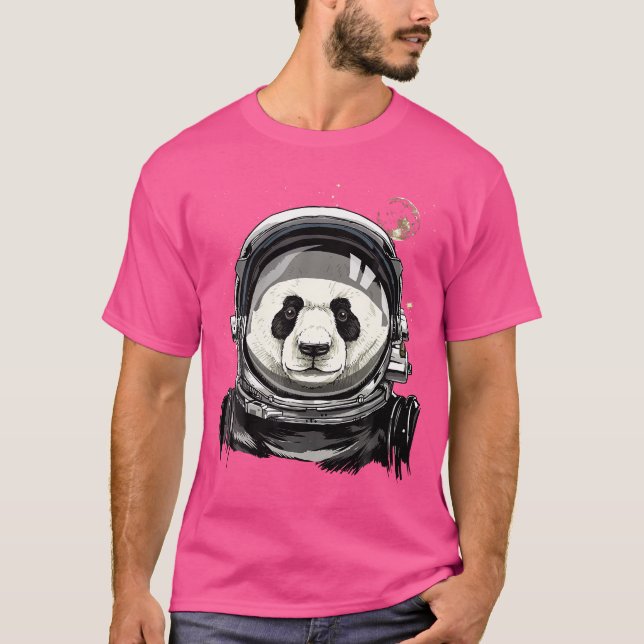 Camiseta Astronauta Panda de Exploração Espacial (Frente)