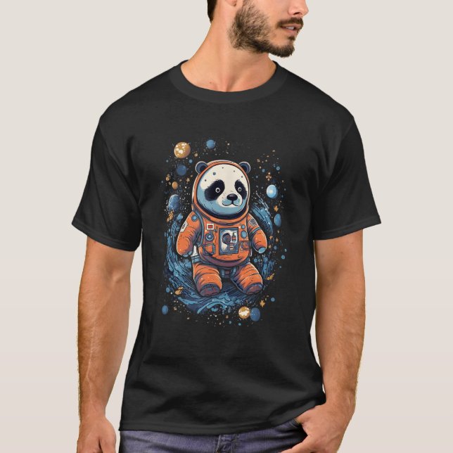 Camiseta Astronauta Panda Exterior Panda Bear Kawaii (Frente)