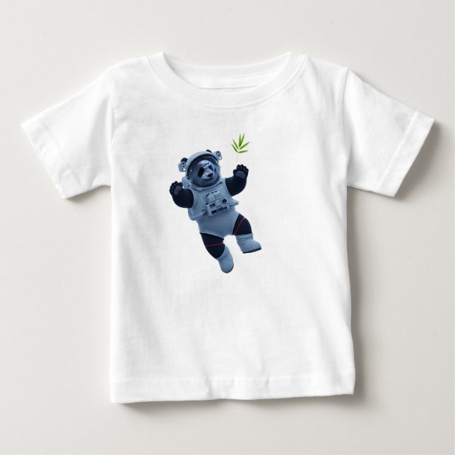 Camiseta Astronauta Panda Flutuando na Estação Espacial (Frente)