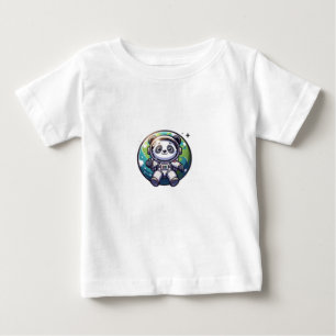 Camiseta Astronauta Panda giro flutuando na frente da terra