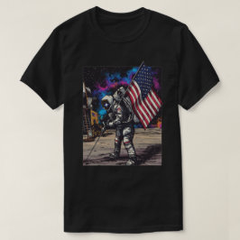 Camiseta Astronauta Patriótico Com Bandeira Americana