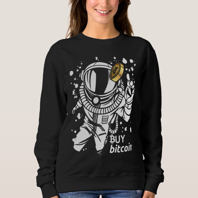 Camiseta Astronauta Pega Bitcoin Compre Macaco Cibernético  (Frente)
