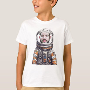 Camiseta Astronauta Personalizado Cortar Tee, Pai Foto Face