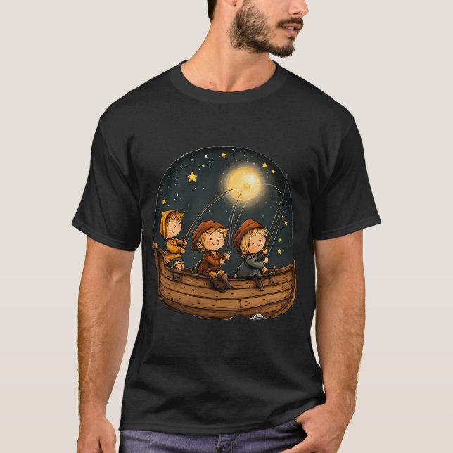 Camiseta Astronauta Pescando Estrela Brilhante (Frente)