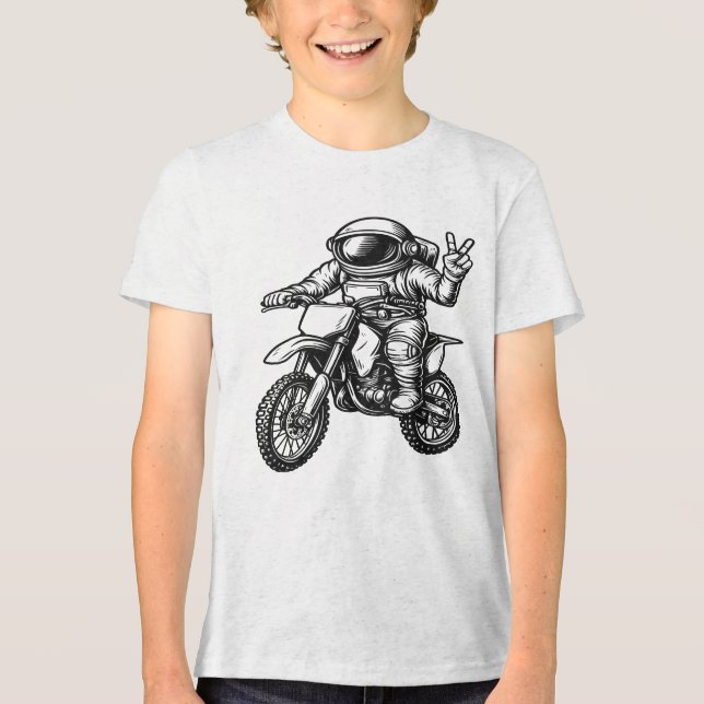 Camiseta Astronauta Pilotando Moto de Trilha (Frente)