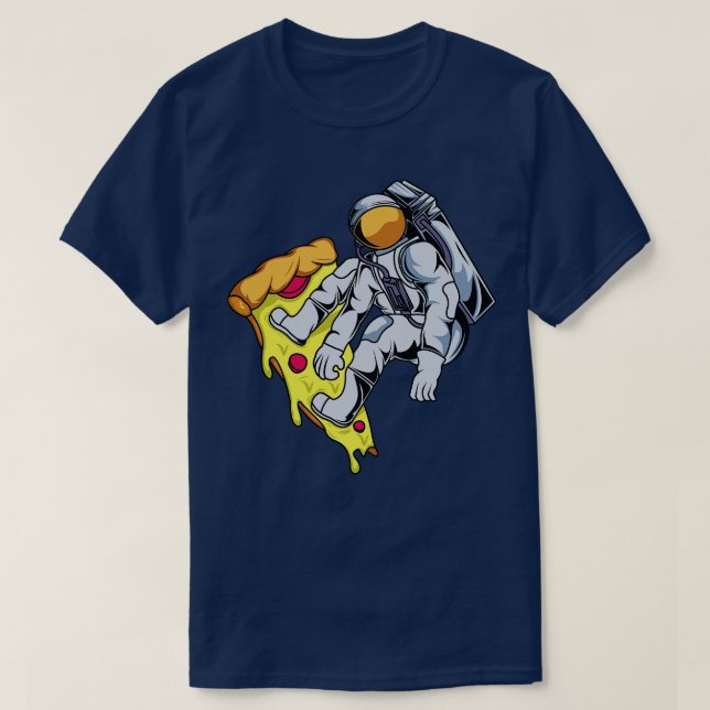 Camiseta Astronauta Pizza Surfer (Frente do Design)
