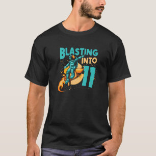 Camiseta Astronauta Planeta Espacial Feliz 11 Aniversário 1