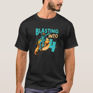 Camiseta Astronauta Planeta Espacial Feliz 4º Aniversário
