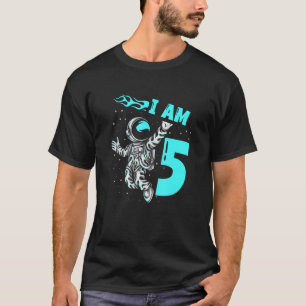 Camiseta Astronauta Planeta Espacial Feliz 5 Aniversário