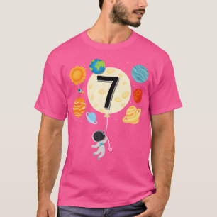 Camiseta Astronauta Planetas Balões 7 Espaço de Aniversário
