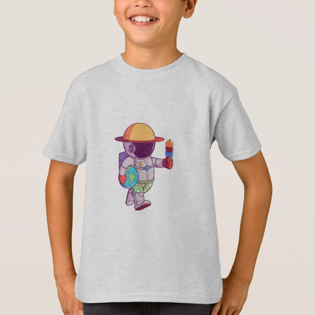 Camiseta Astronauta, Planetas Divertidos (Frente)