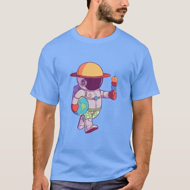 Camiseta Astronauta, Planetas Divertidos Espaço Sideral (Frente)