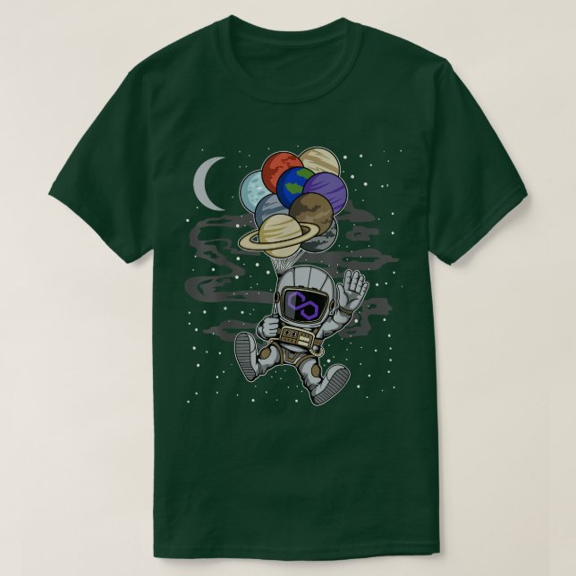 Camiseta Astronauta Poligão Que Salva Moedas Máticas Para A (Frente do Design)