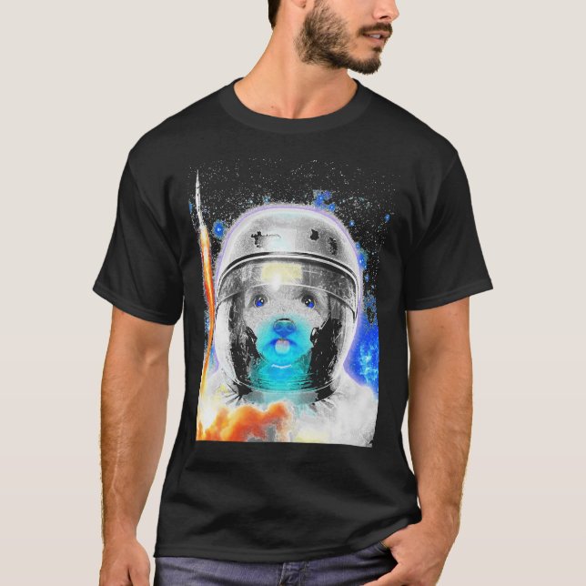 Camiseta Astronauta Poodle Dog Poodle Cachorro Povoado Cach (Frente)