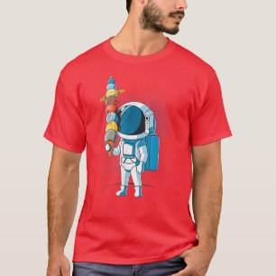 Camiseta Astronauta por Sorvete no Espaço Segurando Planeta