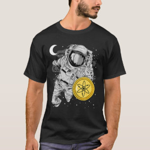Camiseta Astronauta Que Atinge A Moeda ATOM Do Cosmos Para 