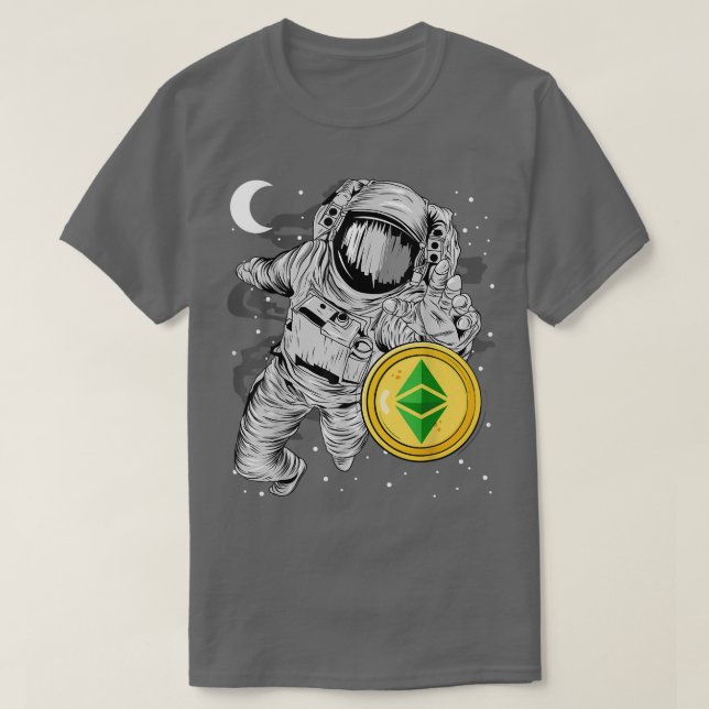 Camiseta Astronauta Que Atinge A Moeda Ética Clássica Do Ee (Frente do Design)