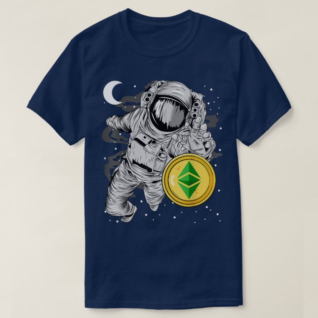 Camiseta Astronauta Que Atinge A Moeda Ética Clássica Do Ee (Frente do Design)