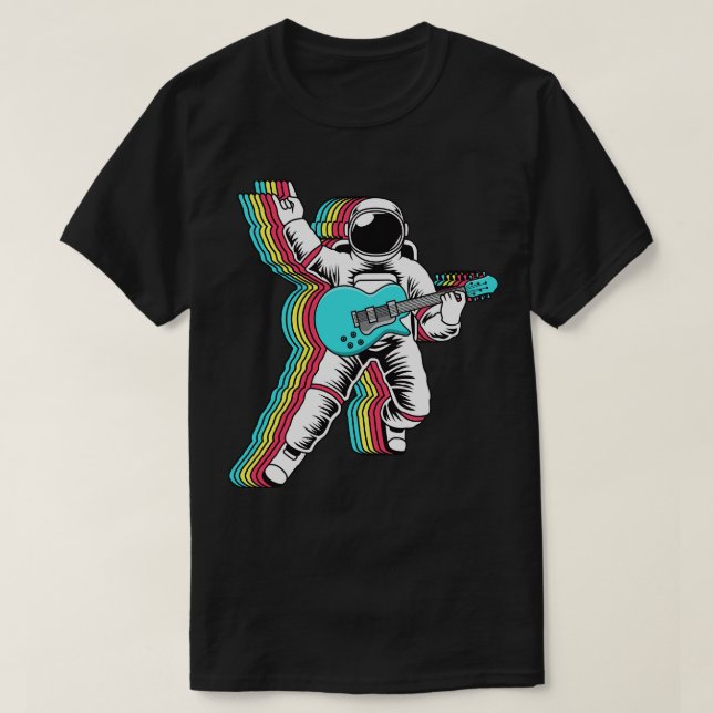 Camiseta Astronauta Rock Jam Session no Exterior (Frente do Design)