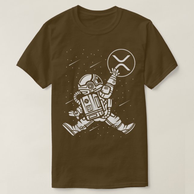 Camiseta Astronauta Salta A Moeda XRP Para A Cripto Da Lua (Frente do Design)