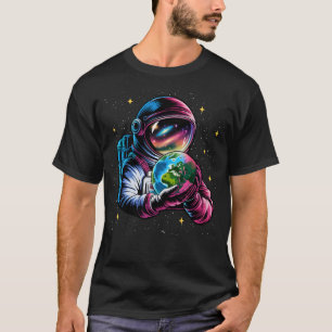 Camiseta Astronauta Segurando Homens da Galáxia Espacial do