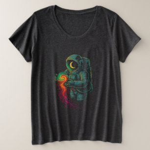 Camiseta Astronauta Segurando uma Espiral Cósmica