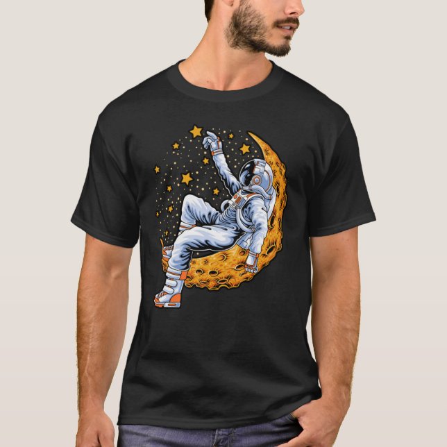 Camiseta Astronauta sentado na lua crescente (Frente)