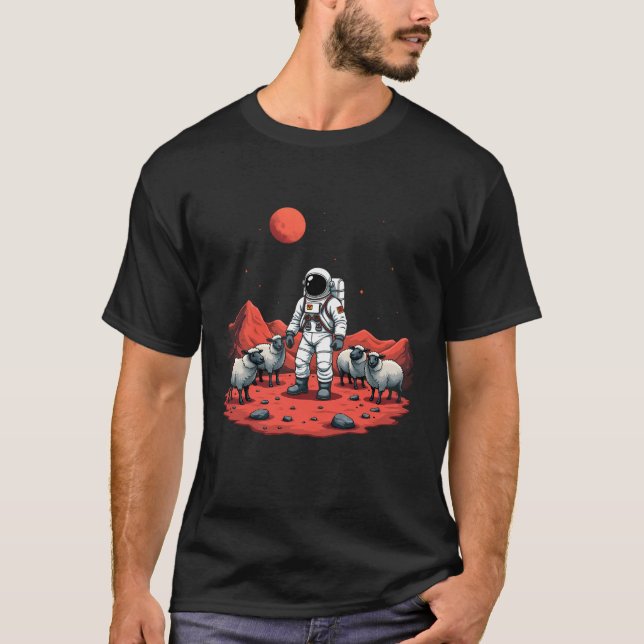 Camiseta Astronauta Shepherd em Marte - Aventura por Fazend (Frente)