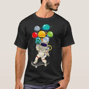 Camiseta Astronauta Skateboard Kids Planeta Balão