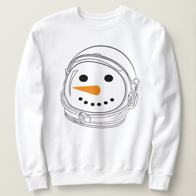 Camiseta Astronauta Snowman Sweatshirt - Feliz Natal (Frente do Design)