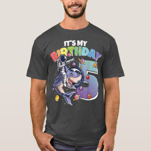 Camiseta Astronauta sobre a 5 de Aniversário do Tubarão Men