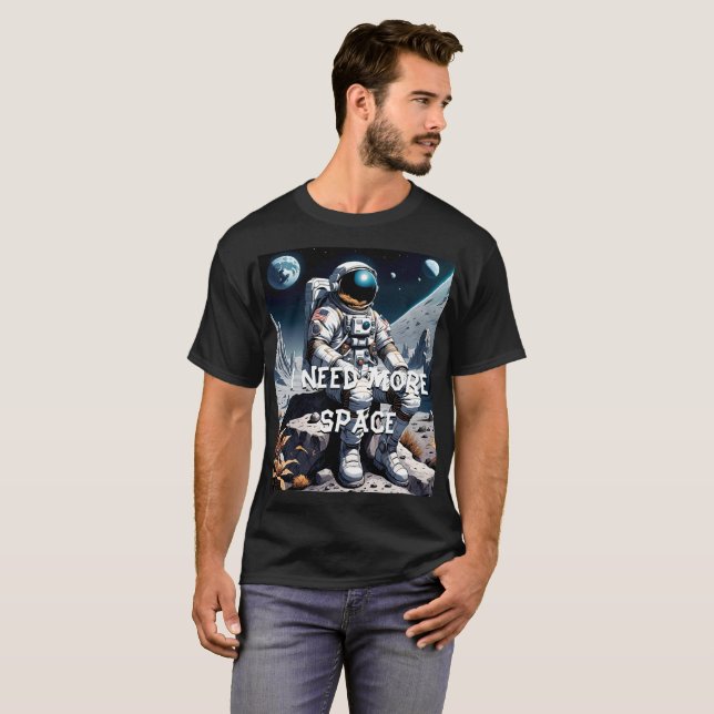 Camiseta Astronauta sobre a Lua Engraçado Dizendo (Frente Completa)